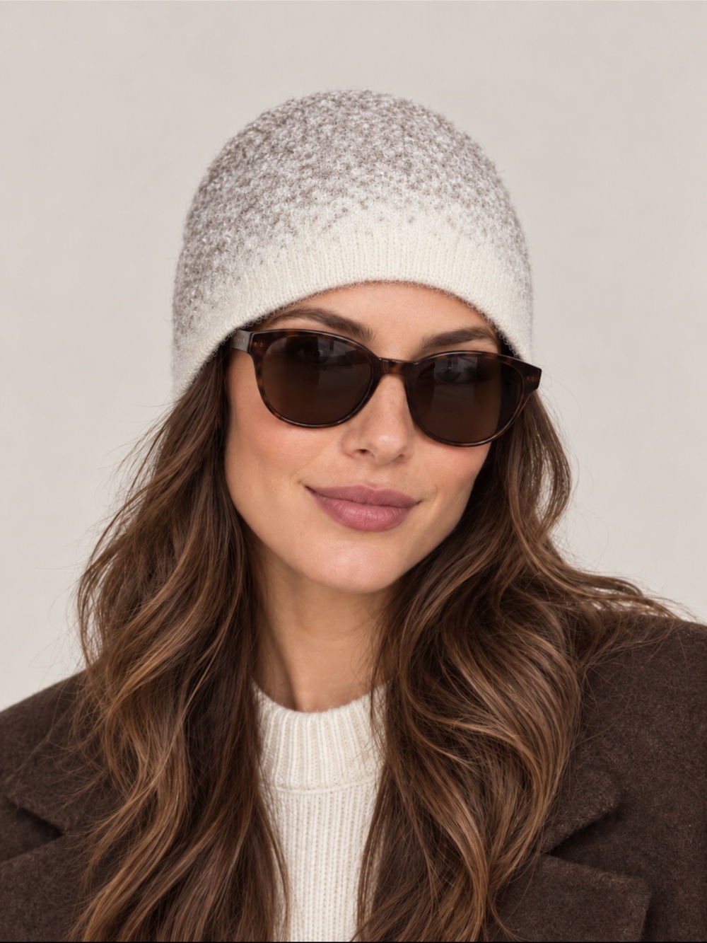 Barefoot Dreams CozyChic Lite Confetti Beanie Cream Taupe OS NWT